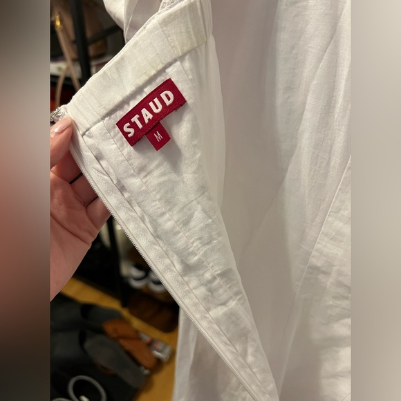 STAUD Palermo Off the Shoulder Stretch Poplin Dress - Picture 11 of 13